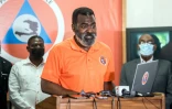 Jerry Chandler, directeur de la protection civile en Haïti, lors d'une conférence de presse à Port-au-Prince, le 14 août 2021