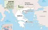 Carte de localisation de la province de Macédoine en Grèce et de l'ancienne République yougoslave de Macédoine