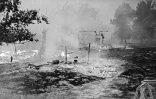 Photo prise le 22 août 1949 du gigantesque incendie dans le massif forestier des Landes de Gascogne qui fit 82 morts en Gironde