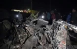Image tirée d'une vidéo de l'AFPTV montrant les épaves de véhicules après un accident sur l'autoroute entre les villes de Kericho et Nakuru, le 30 juin 2023 au Kenya