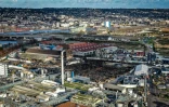 Vue aérienne de la zone industrielle de Rouen le 9 décembre 2019, avec au centre les dommages liés à l'incendie de l'usine Lubrizol