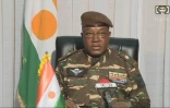 Le général Abdourahamane Tiani, nouvel homme fort du Niger, s'exprime à la télévision nationale le 28 juillet 2023.