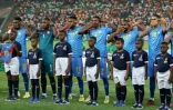Le geste des joueurs de la RD Congo pour dénoncer les violences dans l'est du pays, avant la demi-finale de CAN contre la Côte d'Ivoire, le 7 février 2024 à Abidjan
