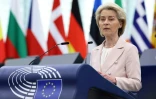La présidente de la Commission européennne, Ursula von der Leyen, lors d'une session plénière au Parlement européen à Strasbourg, le 23 avril 2024