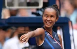 La jeune Canadienne Leylah Fernandez après sa victoire contre l'Ukrainienne Elina Svitolina en quarts de finale de l'US Open, le 7 septembre 2021