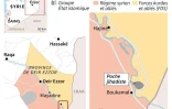 Carte représentant les zones de contrôle dans l'est de la Syrie au 8 février
