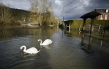 Une rue inondée à Saint-Aubin-lès-Elbeuf, dans le nord-ouest de la France, le 1er février 2018