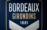 Le logo des Girondins de Bordeaux, le 23 avril 2021 au Château du Haillan, le siège du club