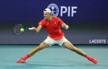 Le Tchèque Jakub Mensik lors de la finale du Masters 1000 de Miami contre le Serbe Novak Djokovic, le 30 mars 2025, à Miami Gardens