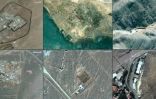 Images satellites de l'Iran prises par Maxar Technologies montrant: le réacteur nucléaire d'Arak (haut gauche) le 27 juin 2020, la centrale nucléaire de Bouchehr (haut milieu) le 30 août 2020, l'installation nucléaire de Natanz le 21 octobre 2020 (haut droite et bas gauche), l'usine d'enrichissement de Fordo le 11 décembre 2020 (bas milieu) et l'installation nucléaire présumée de Sanjarian, le 31 mai 2021
