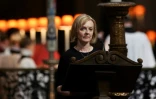 La Première ministre britannique Liz Truss lors d'une cérémonie religieuse en hommage à la reine Elizabeth II, décédée la veille, le 9 septembre 2022 à la cathédrale Saint-Paul de Londres