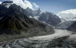 Vue aérienne de la Mer de Glace le 16 septembre 2019, à Chamonix