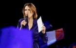 Valérie Hayer, tête de liste de la majorité présidentielle aux européennes, lors d'un meeting de campagne, le 1er juin 2024 à Aubervilliers, en Seine-Saint-Denis