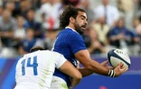 Le joueur du XV de France Yoann Huget avec le ballon lors de la victoire sur l'Italie en match de préparation du Mondial le 30 août 2019