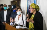 Amina Mohammed (d) le 20 août 2021 à Port-au-Prince