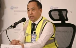 Kittipong Kittikachorn, directeur de l'aéroport de Suvarnabhumi, lors d'une conférence de presse après l'atterrissage d'urgence d'un vol de Singapore Airlines entre Londres et Singapour, le 21 mai 2024 à Bangkok
