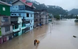 Photo diffusée par l'armée indienne, le 4 octobre 2023, des inondations dans l'Etat de Sikkim après une crue subite provoquée le débordement d'un lac glaciaire dans l'Himalaya