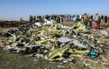 Les débris collectés après le  crash d'un avion d'Ethiopian Airlines le 10 mars 2019 près de  Bishoftu, à 60 km au sud-est d'Addis Abeba, photographiés le 11 mars 2019