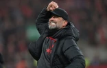 L'entraîneur de Liverpool Jürgen Klopp exulte après la victoire en finale de la Coupe de la Ligue face à Chelsea, le 25 février 2024 à Wembley