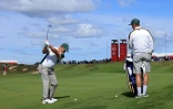 L'expérimenté Paul Casey de l'équipe d'Europe s'entraîne sur le parcours de Whistling Straits en vue de sa participation à la 43e Ryder Cup, le 22 septembre 2021