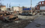 Image diffusée par le ministère russe de la Défense, le 13 mars 2025, montrant des destructions dans la ville de Soudja, dans la région de Koursk, en Ukraine