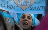 Manifestation à l'appel des églises évangéliques contre le projet de légalisation de l'avortement, le 4 août 2018 à Buenos Aires, en Argentine
