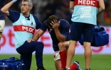 Le capitaine des Bleus Antoine Dupont, touché à la mâchoire jeudi lors de la rencontre du Mondial-2023 contre la Namibie jeudi à Marseille