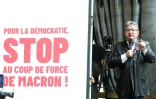 Le chef de file de La France insoumise, Jean-Luc Mélenchon, s'exprime lors d'un rassemblement contre le "coup de force" du président Emmanuel Macron après les élections législatives, le 7 septembre 2024 à Paris