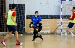 Le gardien de but brésilien de l'équipe de futsal du Kairat Almaty, à l'entrainement, le 18 mars 2021 à Almaty (Kazakhstan)
