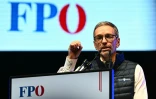 Herbert Kickl, président et candidat du Parti autrichien de la liberté (FPÖ, lors d'un meeting électoral à Vienne, le 27 septembre 2024
