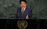 Le Premier ministre japonais à la tribune de l'ONU, le 20 septembre 2017 à New York