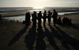 Rassemblement sur la plage d'Omaha Beach, dans le Calvados, le 6 juin 2019 lors des célébrations du 75e anniversaire du Débarquement