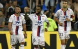 Le buteur lyonnais Alexandre Lacazette et ses coéquipiers face à Caen en Ligue 1 au Parc OL, le 19 août 2016