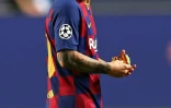 Lionel Messi à la fin du quart de finale de Ligue des champions perdu par le Barça contre le Bayern Munich le 14 août 2020 à Lisbonne