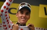 Le Français Romain Bardet, nouveau maillot à pois, à l'issue de la 18e étape, le 25 juillet 2019 à Valloire
