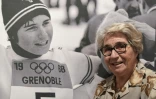 L'ancienne championne française Marielle Goitschel, médaille d'or en slalom aux Jeux de Grenoble en 1968, lors d'une visite au Musée Dauphinois, le 5 février 2018 à Grenoble
