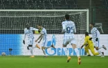 L'attaquant belge de l'Inter Milan, Romelu Lukaku, marque son 2e but contre le Borussia Moenchengladbach, lors du match de Ligue des Champions, le 1er décembre 2020 à Moenchengladbach