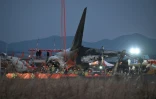 Des secouristes travaillent près du lieu où un Boeing 737-800 de Jeju Air s'est écrasé et a pris feu à l'aéroport international de Muan, dans le sud-ouest de la Corée du Sud, le 29 décembre 2024