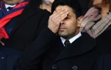 Le président qatari du PSG Nasser Al-Khelaifi réagi lors du match contre le Real Madrid en Ligue des champions, le 6 mars au Parc des Princes. 