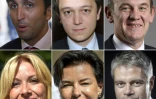 Montage photos des six candidats à la présidence des Républicains (de haut en bas): Julien Aubert, Maël de Calan, Daniel Fasquelle, Florence Portelli, Laurence Sailliet et Laurent Wauquiez