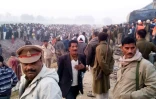 Policiers et secouristes sur les lieux d'un déraillement de train, le 20 novembre 2016 près de Pukhrayan, dans le nord de l'Inde