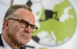 Karl-Heinz Rummenigge lors d'une conférence de presse le 8 septembre 2015 à Genève