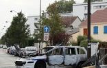 Le véhicule de police incendié à Viry-Chatillon (Essonne), le 8 octobre 2016