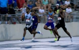 Noah Liles en tête de la finale du 200 m aux Championnats des Etats-Unis d'athlétisme, le 28 juillet 2019 à Des Moines dans l'Iowa