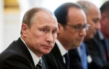 Les présidents russe Vladimir Poutine et français François Hollande le 2 octobre 2015 à Paris