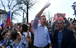 L'opposant russe Alexeï Navalny lors d'une manifestation anti-Poutine à Moscou, le 5 mai 2018