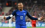 L'attaquant des Bleus Kylian Mbappé lors du match amical contre le pays de Galles au Stade de France, le 10 novembre 2017 