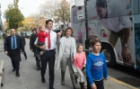 Justin Trudeau, sa femme Sophie Grégoire et leurs enfants Ella Grace, Hadrien et Xavier, à Montréal le 19 octobre 2015

