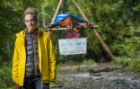 L'Allemande Carola Rackete, capitaine du Sea-Watch 3, lors de l'occupation de la forêt de Dannerod, menacée par un projet d'autoroute, le 15 octobre 2020