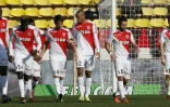 Le milieu Bernardo Silva (d) après avoir ouvert le score pour Monaco face à Toulouse, le 24 janvier 2016 au Stade Louis II 